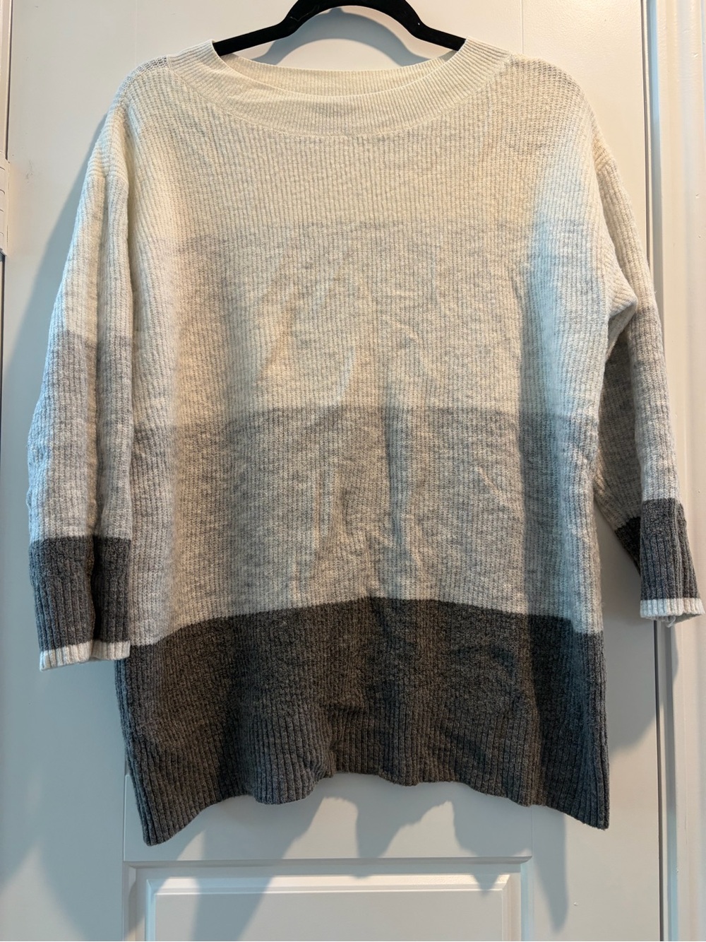 Talbots Ombre Crewneck Sweater in Cream and Gray